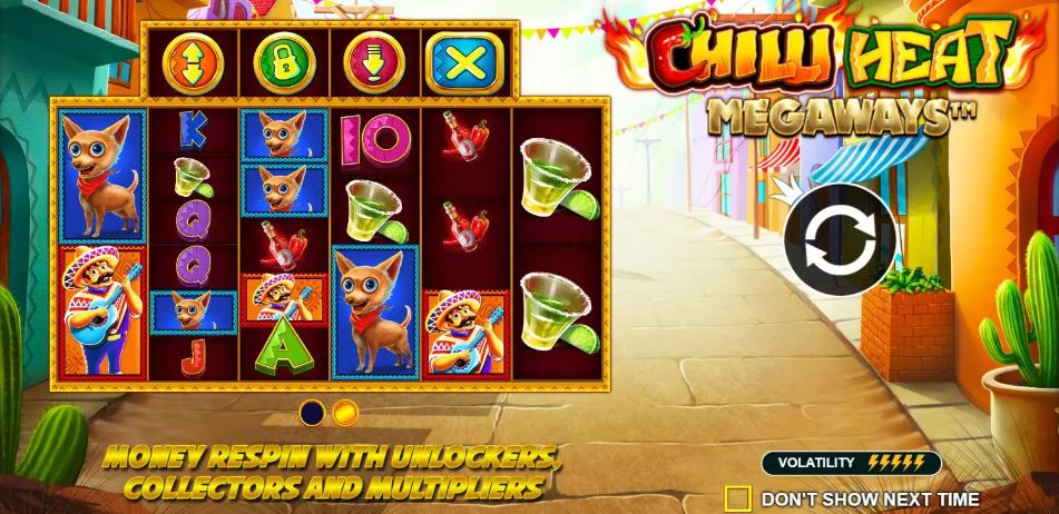 Play Chilli Heat Megaways slot with respins and multipliers 