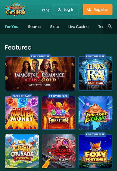 Spin featured slots on mobile version of casino