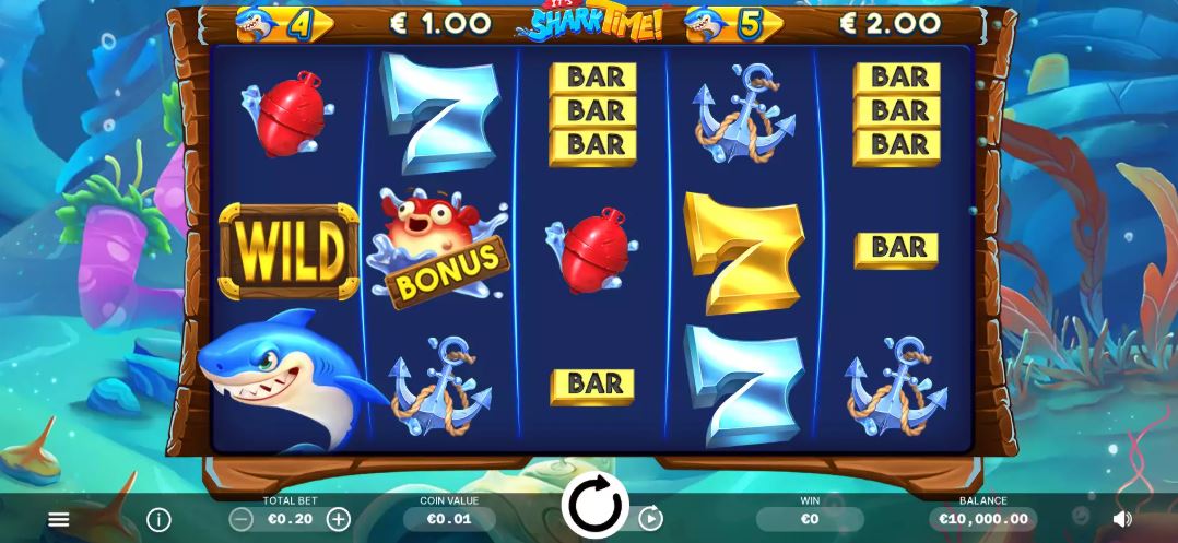 Spin It's Shark Time slot with wild and bonus symbols
