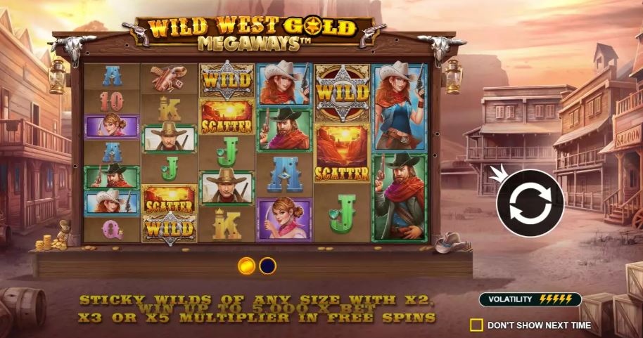 Play Wild West Gold Megaways slot with sticky wilds multipliers 